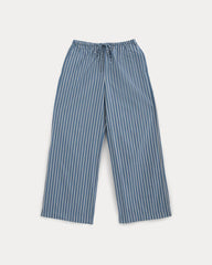Wide-Leg Drawstring Pant in Washed Poplin | Dutch Blue / Bone