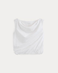 Boatneck Twisted Top in Essential Cotton | White