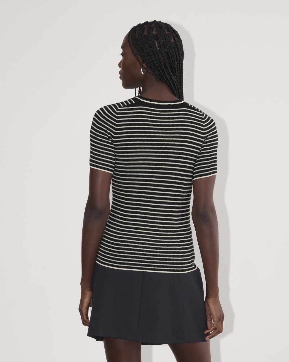 The Sweater Tee in Ultrasoft Merino | Black / Bone