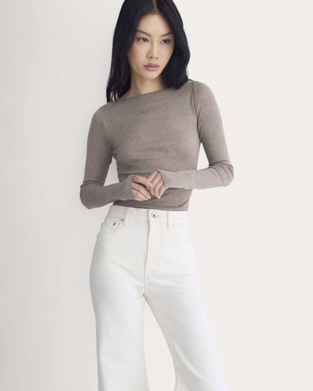 Tissue Boatneck Top | Heathered Chocolate Chip