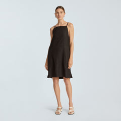 The Linen Apron Dress | Black