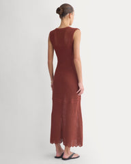 Lace Knit Maxi Sweater Dress | Henna Red