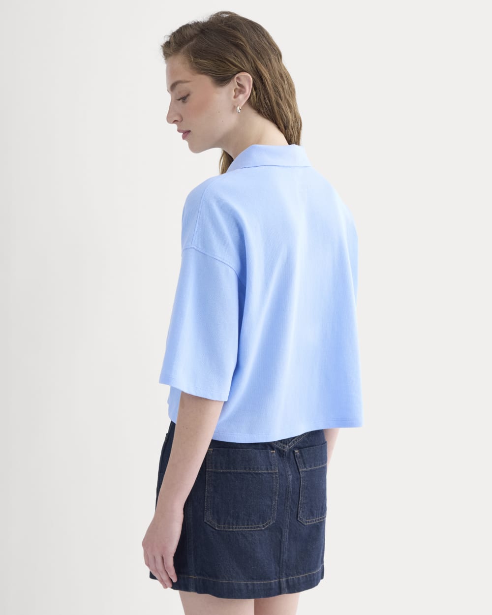 Pique Boxy Polo | Open Air Blue
