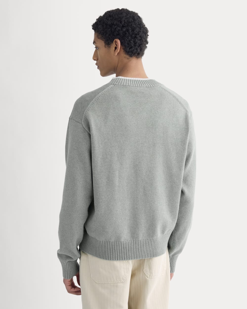 Relaxed V-Neck Sweater in Everyday Cotton | Heathered Lilypad