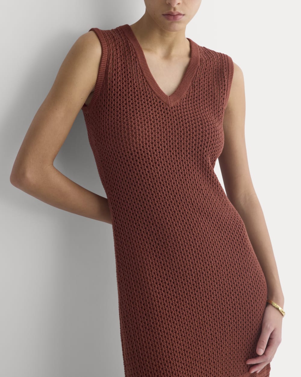 Lace Knit Maxi Sweater Dress | Henna Red