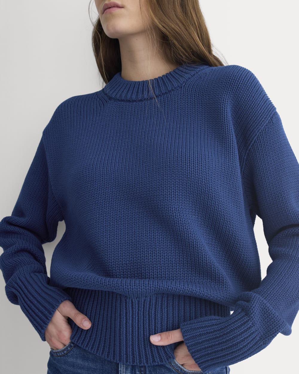Oversized Cocoon Crew in Elevated Cotton | Estate Blue