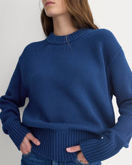 Oversized Cocoon Crew in Elevated Cotton | Estate Blue