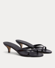 Sculpted Heel Sandal | Black Leather
