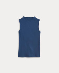 The Luxe Rib Funnel-Neck Tank | Estate Blue