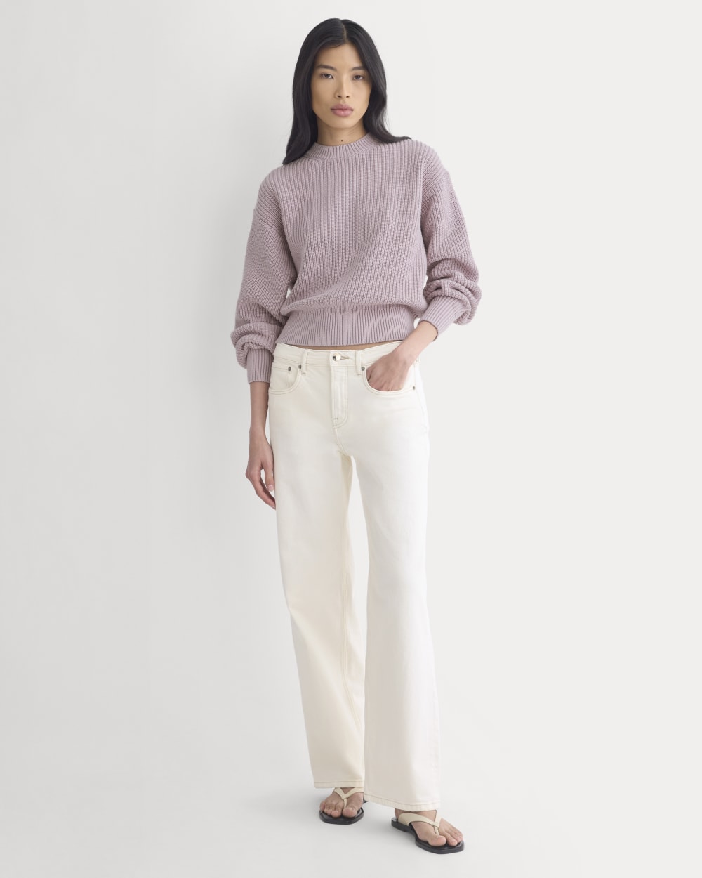 Cropped Ribbed Crew in Everyday Cotton | Burnished Lilac