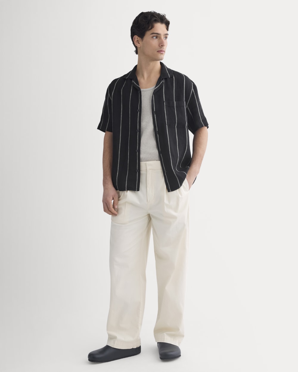 Linen Resort Shirt | Black / Bone