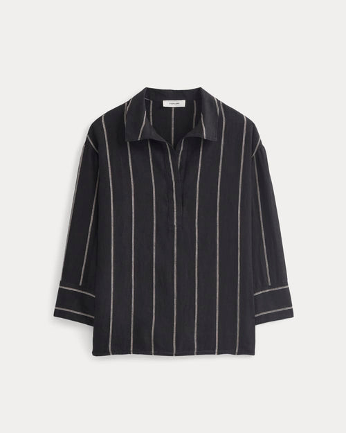Popover Shirt in Linen | Black
