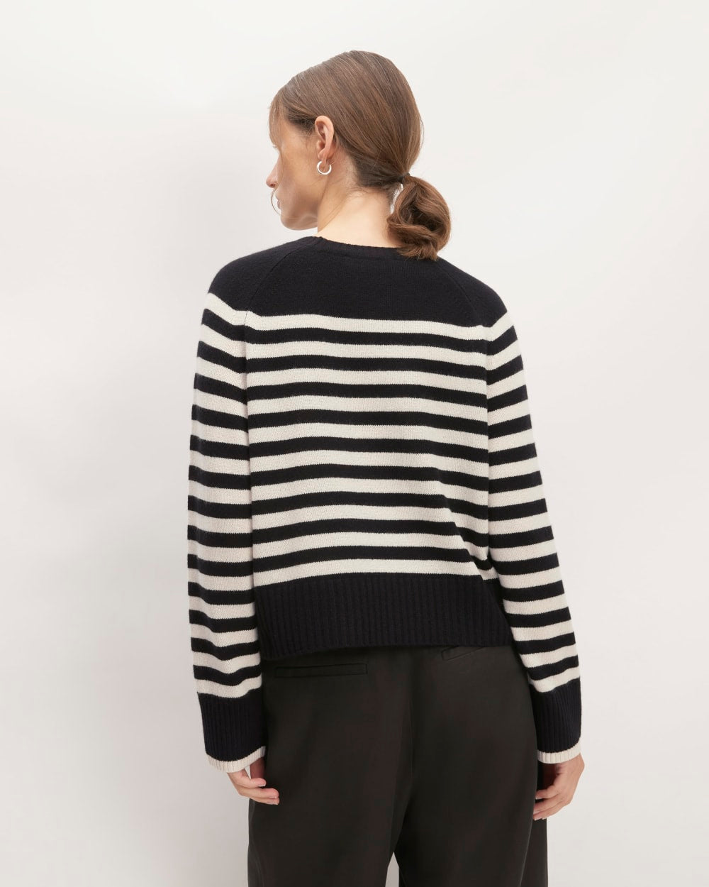 The Boxy Crew in Cashmere | Black / Bone