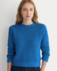 Open Knit Long-Sleeve Crew in Everyday Cotton | Imperial Blue
