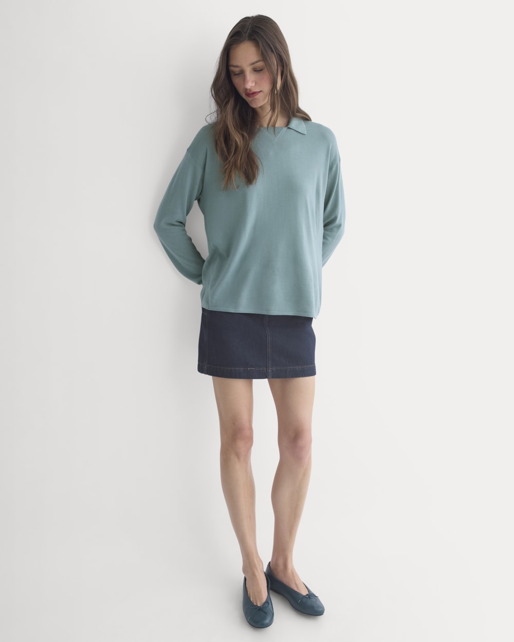 Oversized Polo in Ultrafine Merino | Gray Mist
