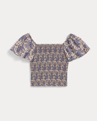 The Gauze Smocked Top | Mocha Floral