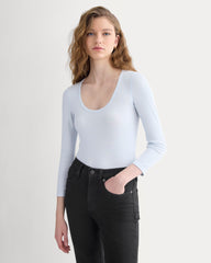 Luxe Rib Deep U-Neck Top | Skywriting
