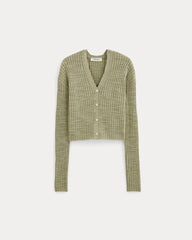 The Ribbed Cardigan in Cotton Linen | Eucalyptus