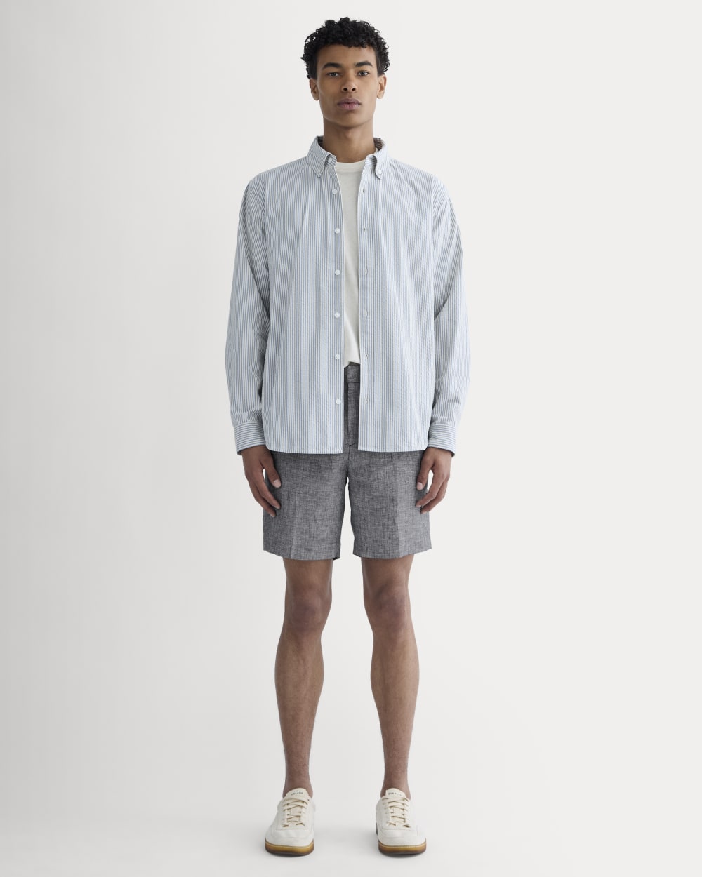 The 7" Linen Trouser Short | Navy Chambray