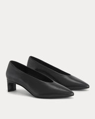 Made in Italy Almond-Toe Pump | Black Leather