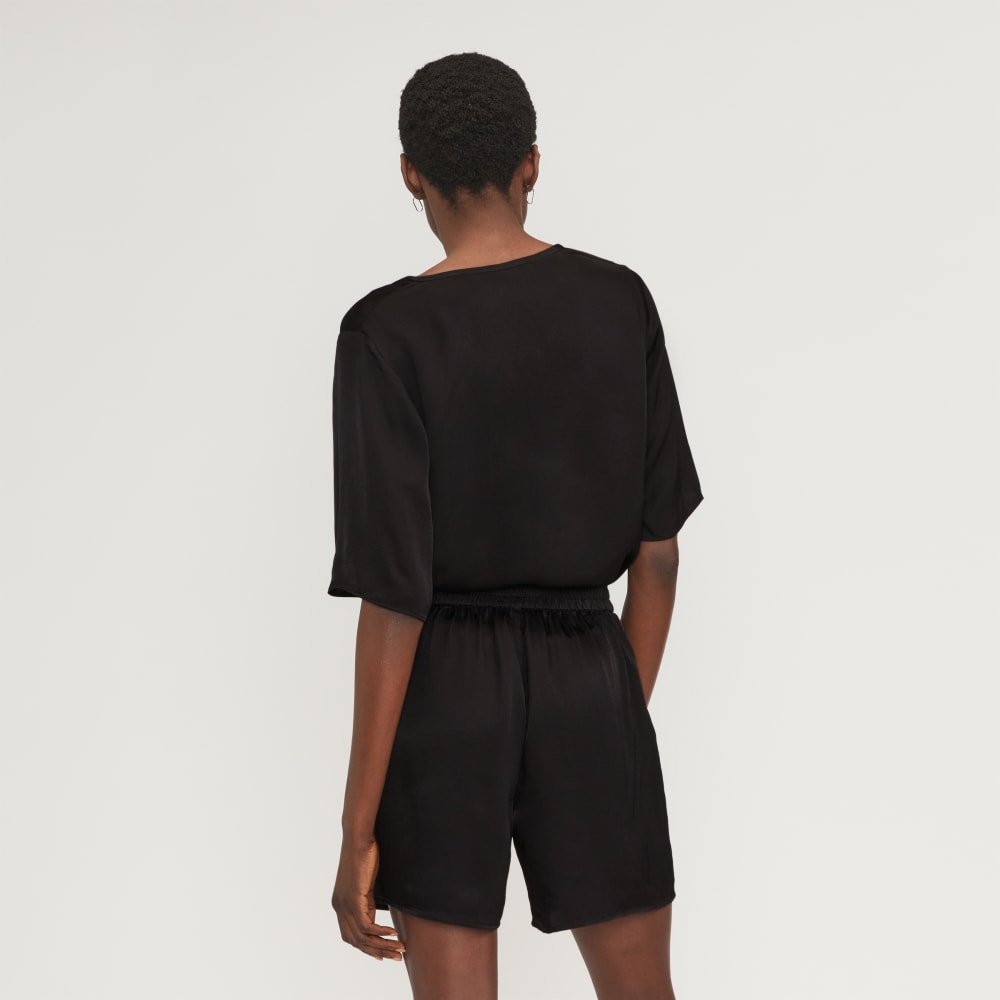 The Satin Relaxed Tee | Black