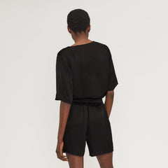 The Satin Relaxed Tee | Black