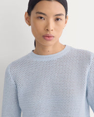 Open Knit Long-Sleeve Crew in Everyday Cotton | Skywriting