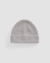 The Cashmere Fine Rib Beanie |  Heathered Grey