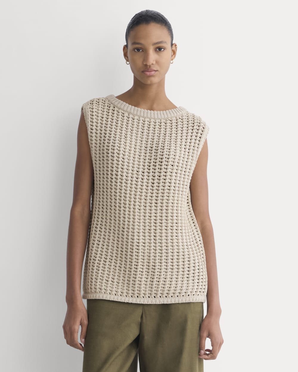 Open-Knit Tunic Vest in Elevated Cotton | Peyote