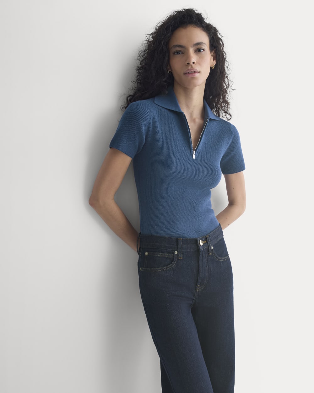 Knit Quarter-Zip Polo | Estate Blue