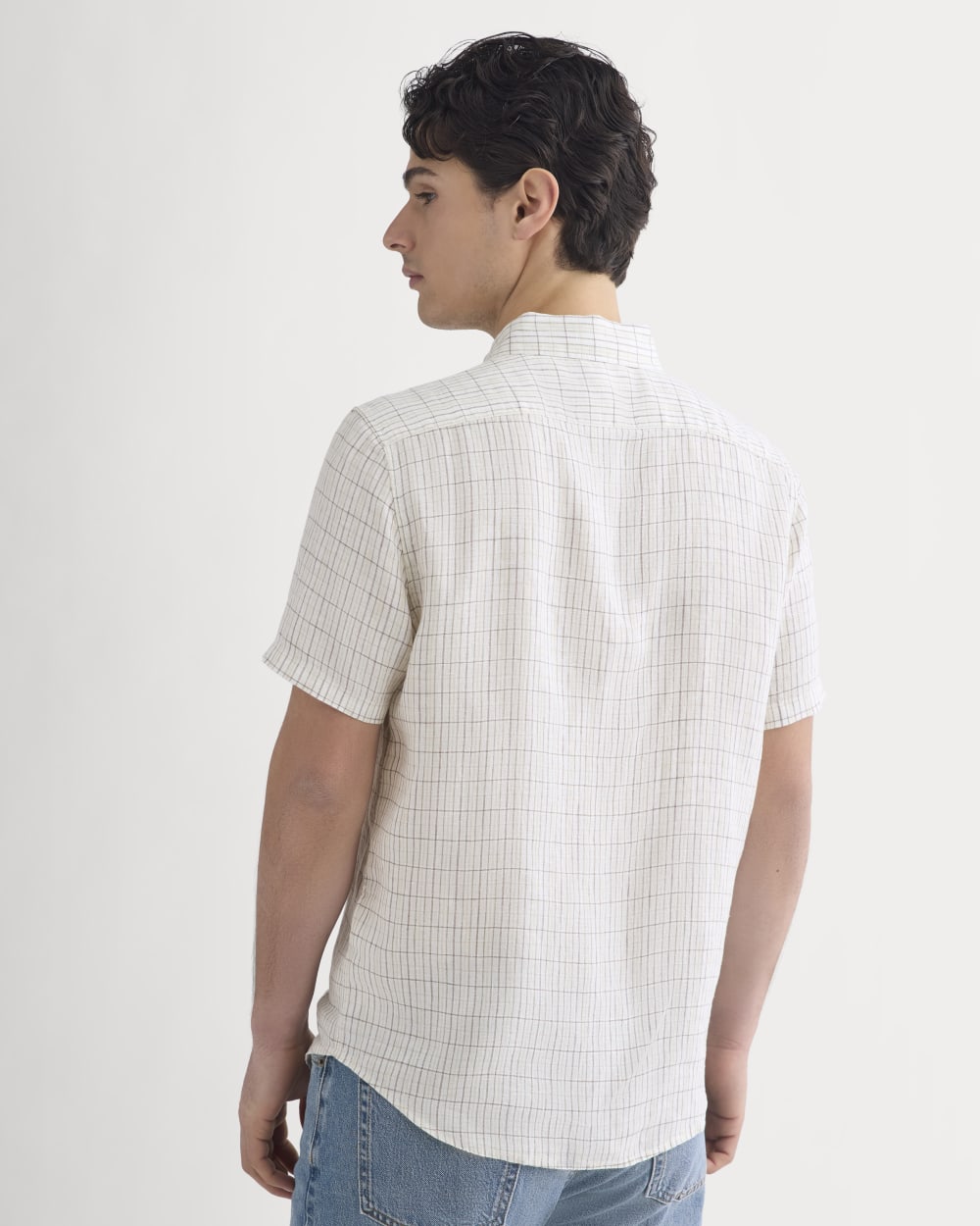 The Classic Short-Sleeve Shirt in Linen | Bone Plaid