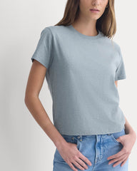 The Box-Cut Tee in Essential Cotton | Heathered Sea | No Pocket