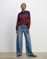 The Mariner Crew Sweater | Navy / Poppy Red