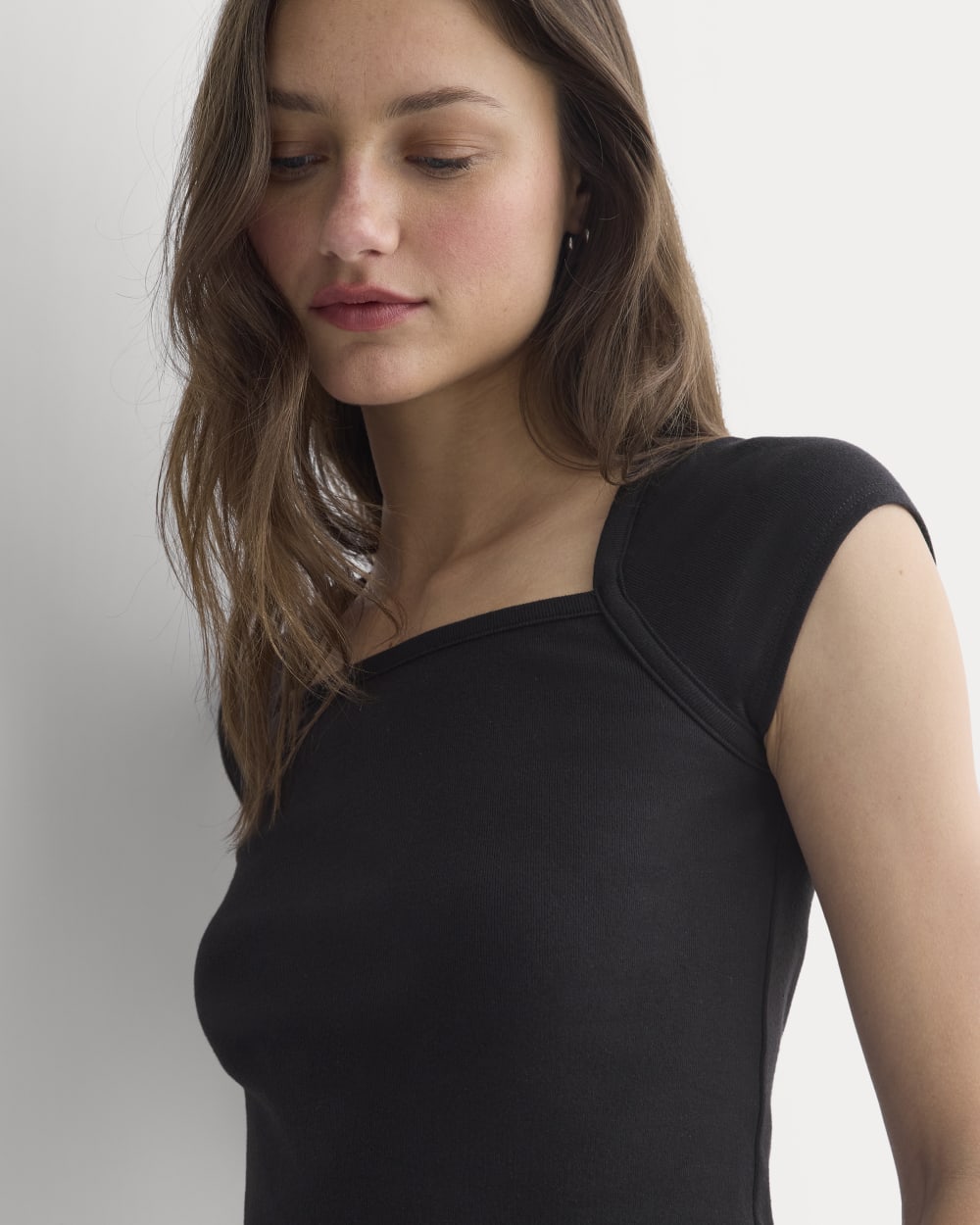 RetroSoft Cotton Square-Neck Tee | Black