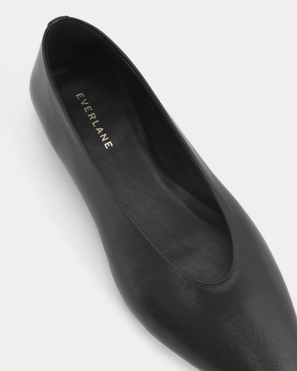 Made in Italy Almond-Toe Flat | Black Leather