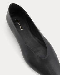 Made in Italy Almond-Toe Flat | Black Leather