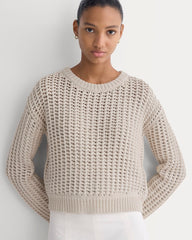Open-Knit Crew in Elevated Cotton | Peyote