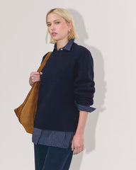 The Cocoon Crew in Wool Cashmere | Navy