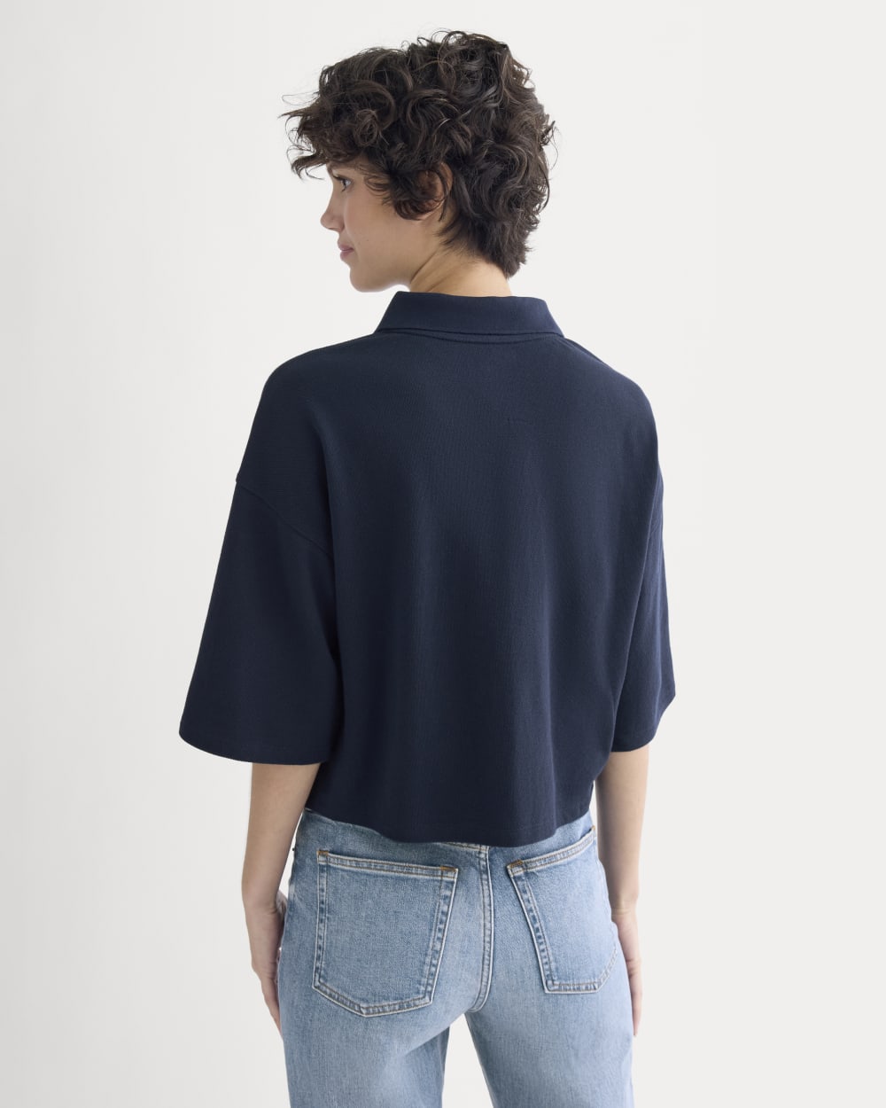 Pique Boxy Polo | Navy