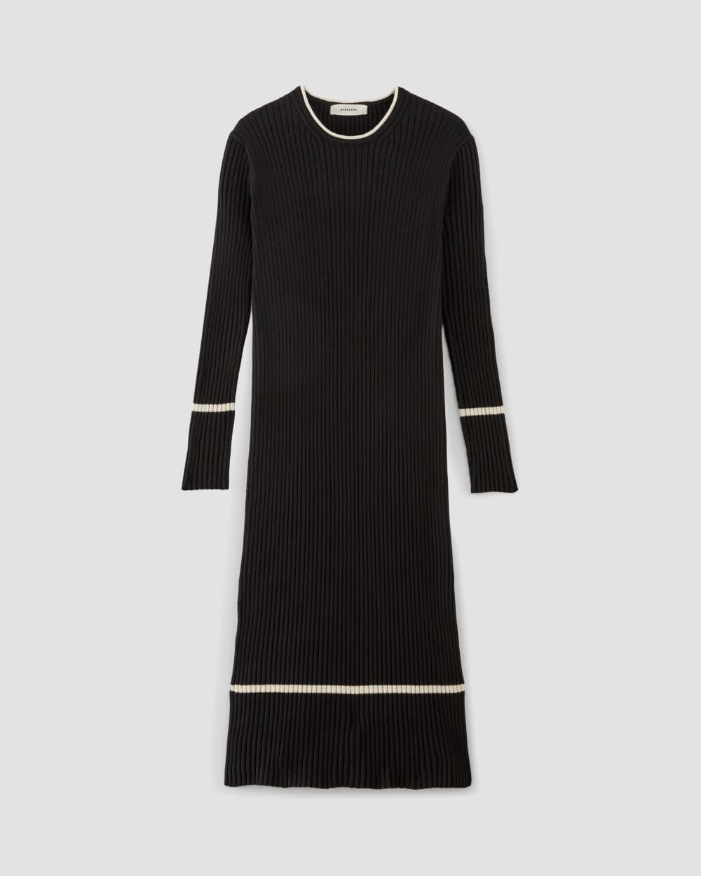 The Cotton Wide Rib Midi Dress | Black