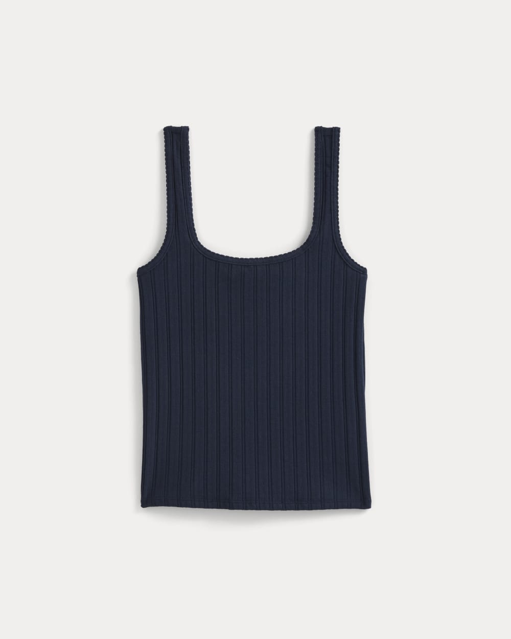 Scoop-Neck Tank in Pointelle | Deep Navy
