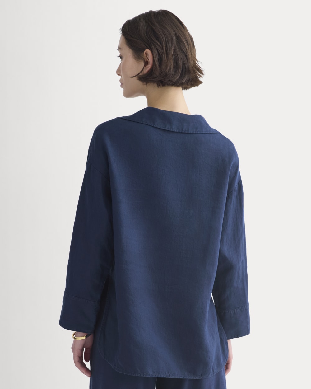Popover Shirt in Linen | Navy