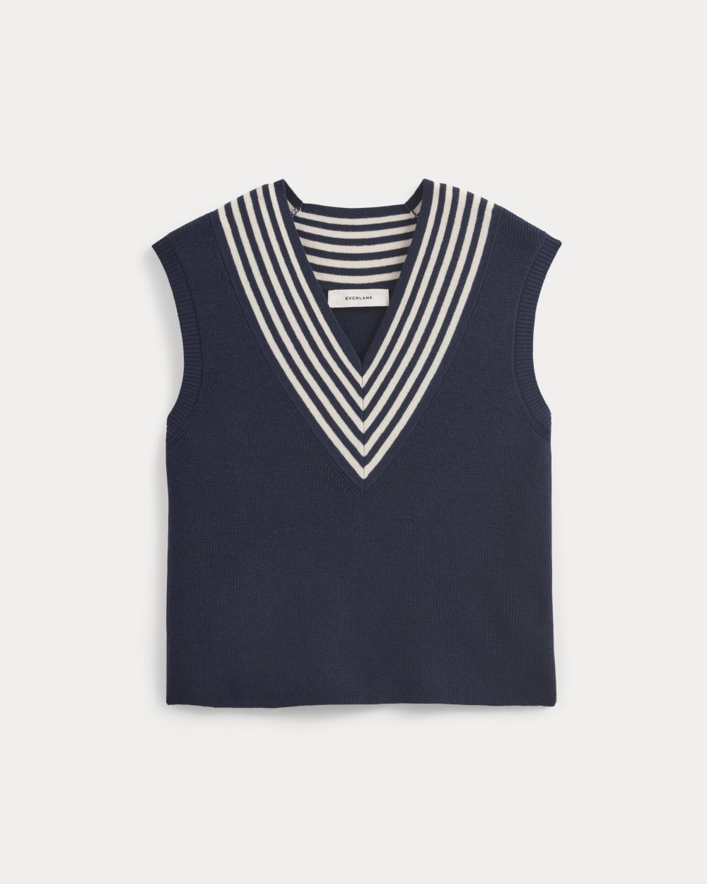 Relaxed V-Neck Vest in Cotton Merino | Navy