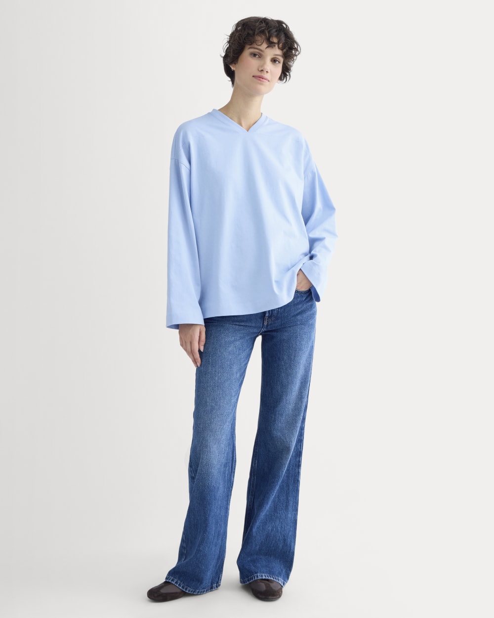 Retro V-Neck Jersey | Open Air Blue