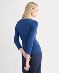 Luxe Rib Deep U-Neck Top | Estate Blue