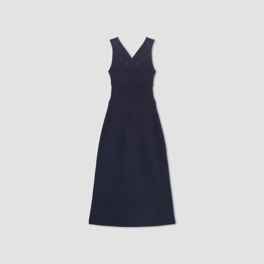 The Ribbed Cotton Cross-Back Dress | Navy