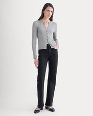Luxe Rib Button-Up Top | Heathered Light Grey