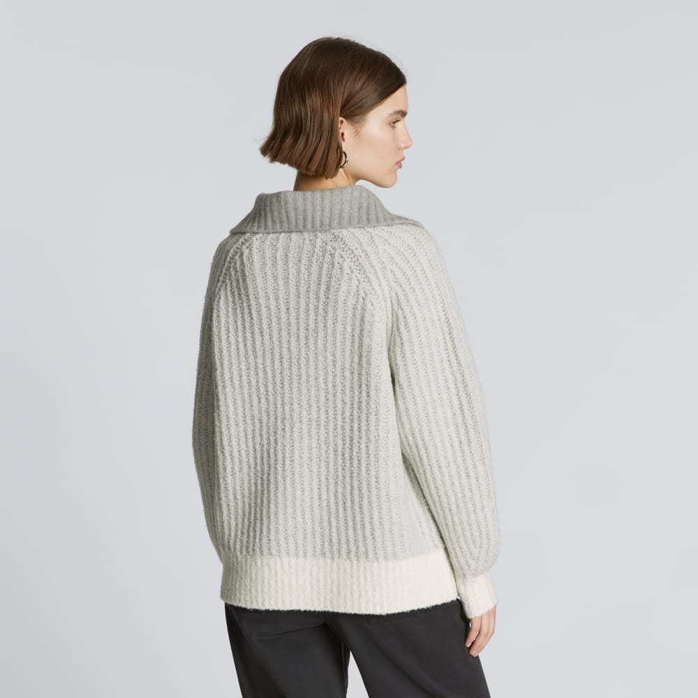 The Luxe Teddy Oversized Half Zip Sweater | Canvas Tan / Heather Grey
