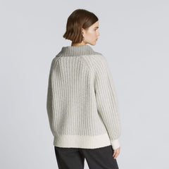 The Luxe Teddy Oversized Half Zip Sweater | Canvas Tan / Heather Grey