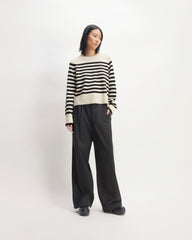 The Boxy Crew in Cashmere | Bone / Black